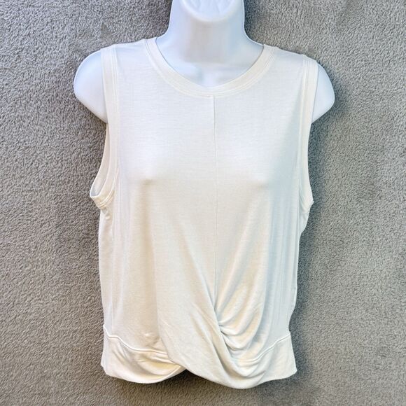 Banana Republic Cropped Twist Tie Front Tank Womens Small White Staple Pullover - Picture 1 of 7